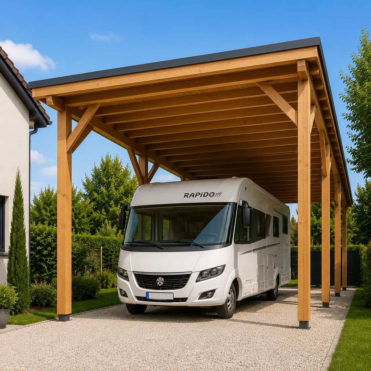 Carport bois camping car