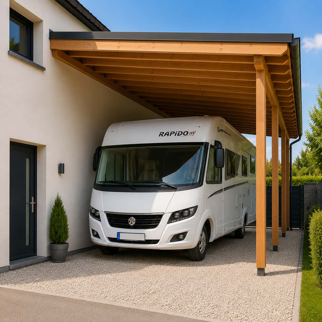 Carport camping car adossé