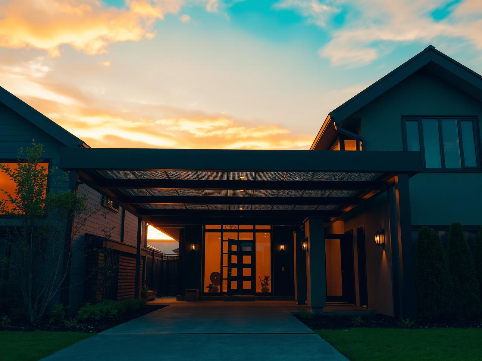 Carport aluminium moderne installé devant une maison