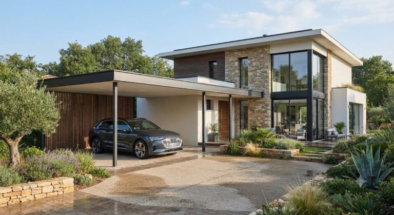 Carport voiture maison